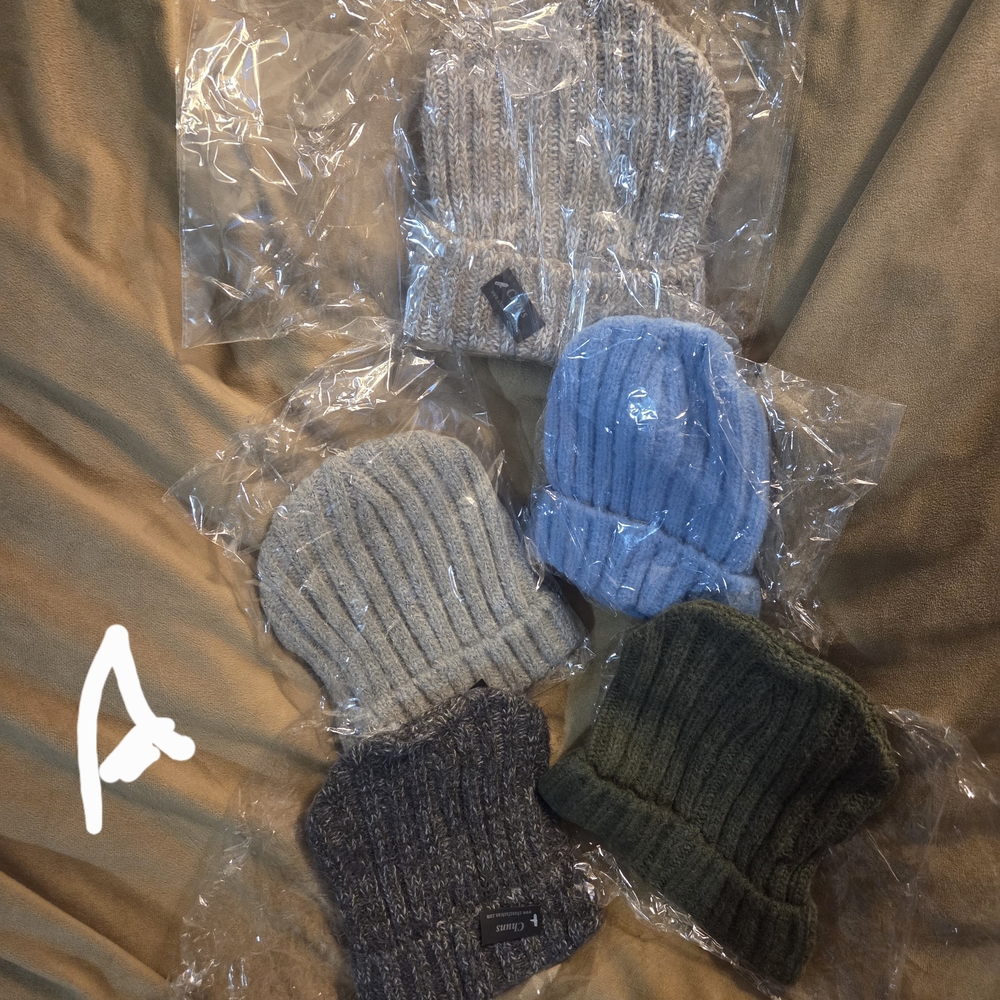 Cozy Kids Knit Beanie Set - Blue, Green, Gray